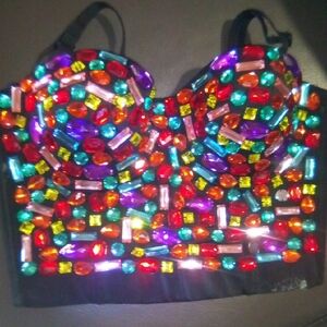 Colorful Bejeweled Bustier Top